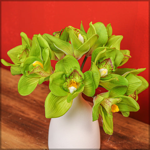 5 Heads Of Artificial Cymbidium Orchid Flower