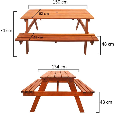 Garden bench with umbrella stand hole for added comfort