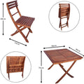 Square patio bistro set with acacia wood design for outdoor use