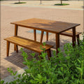 Acacia wood table and bench set for garden and patio dining