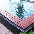 Durable outdoor wooden tiles for pool deck applications