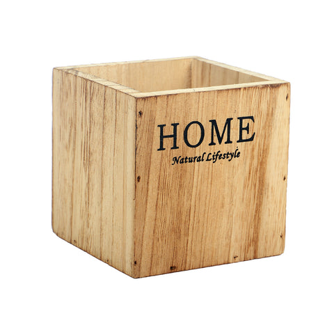 Square Wooden Decorative Vase