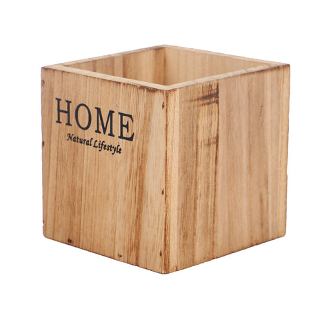 Square Wooden Decorative Vase