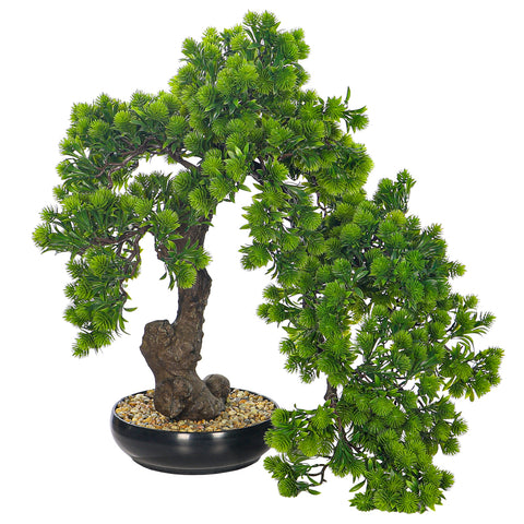 Artificial Pine Bonsai Plant in Black Pot