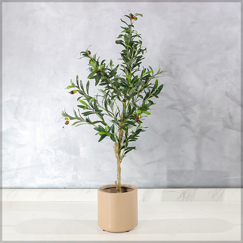 Faux Potted Olive Plant