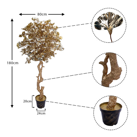 Lifelike faux golden ginkgo biloba plant for home decor