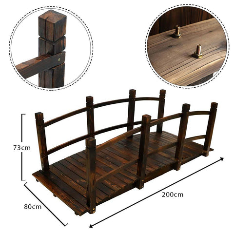 Wooden Garden Arc Bridge With Railings