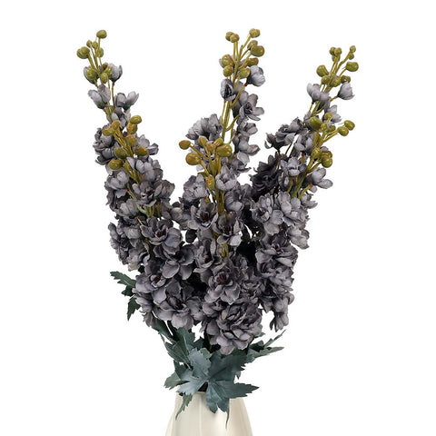 Artificial Silk Delphinium Flowers Gray