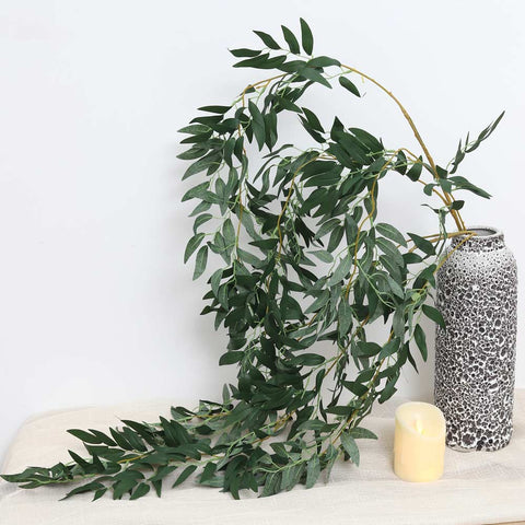 Fake green willow leaves for rustic home decor