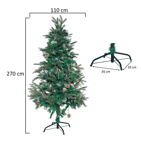 Frosted Tips Christmas Tree With Pine Cones 2.7m High