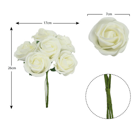 6 Heads Artificial Foam Rose Flower