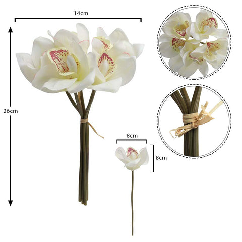 5 Heads Of Artificial Cymbidium Orchid Flower