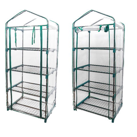 4 Tier Shelves Stands Small Shelving Portable Green House for Herb and Flowers