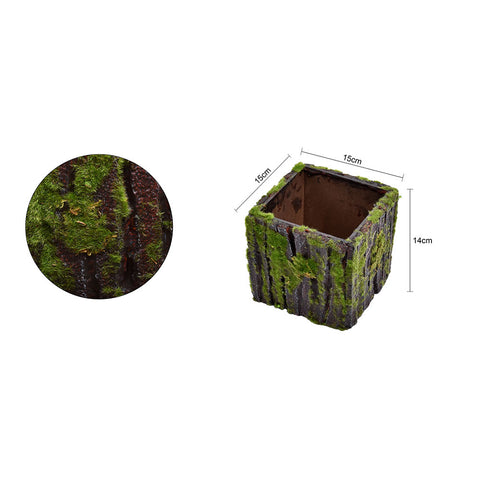 Square Shape Wood Planter-SQ-BARK-S