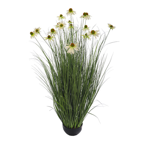 Lifelike artificial grass with silk flowers