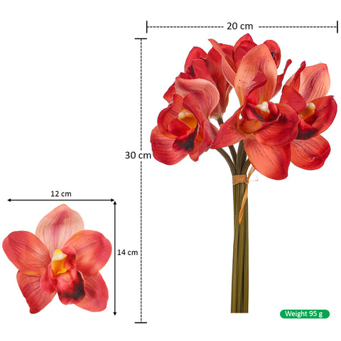 5 Heads Of Artificial Cymbidium Orchid Flower