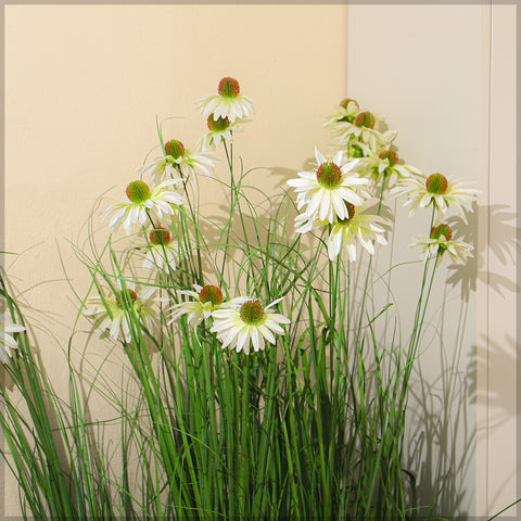 Artificial Grass Plant with Lifelike Silk Flowers