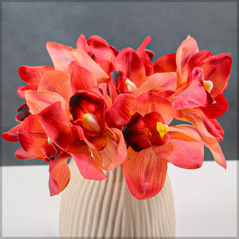 5 Heads Of Artificial Cymbidium Orchid Flower