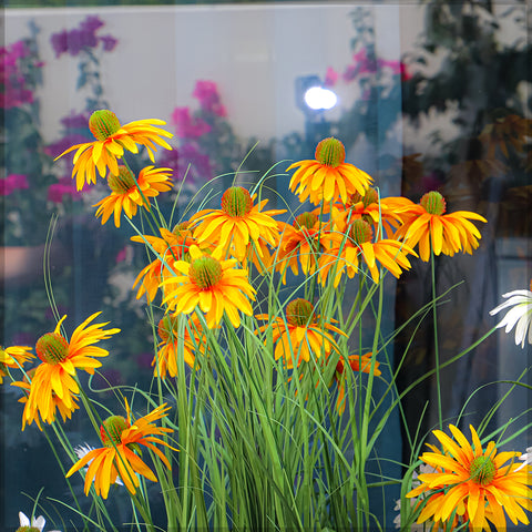 Artificial Grass Plant with Lifelike Silk Flowers