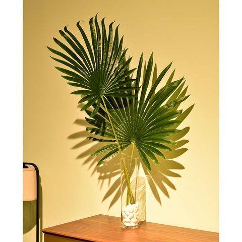 Faux saw palmetto green leaf