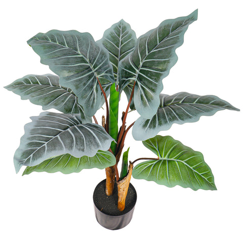 Artificial Taro Plant 70cm high in a black plastic pot for home decor