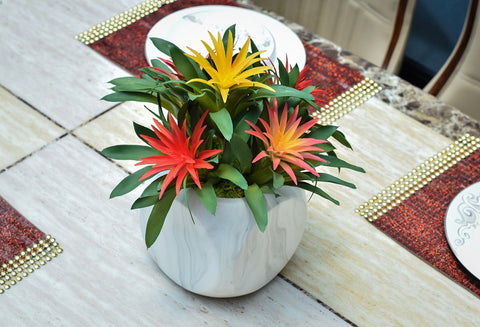 Decorative fake bromeliad guzmania for office