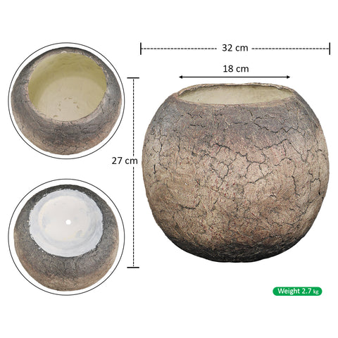 Decorative round cracks design concrete planter