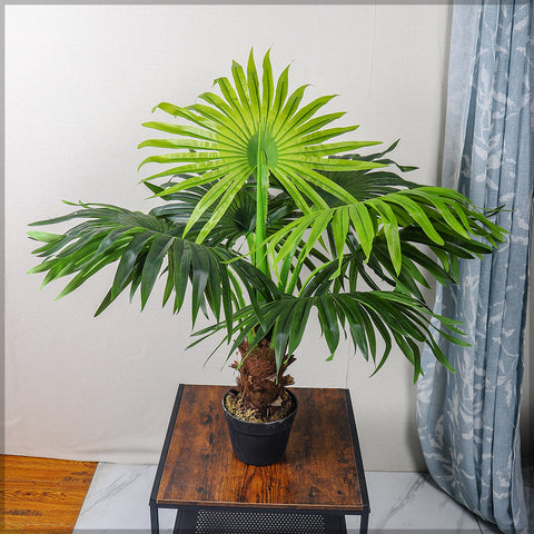 Artificial palm tree for living room with lush greenery