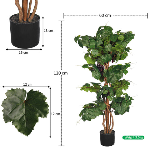 Realistic artificial grape plant 120cm high