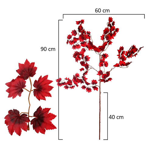 Artificial fall leaves branch in red, orange, and yellow hues