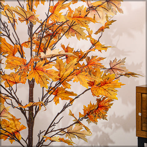 Faux orange maple plant with lifelike leaves for home and office decoration