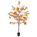 Faux maple plant featuring bright orange foliage in a decorative pot