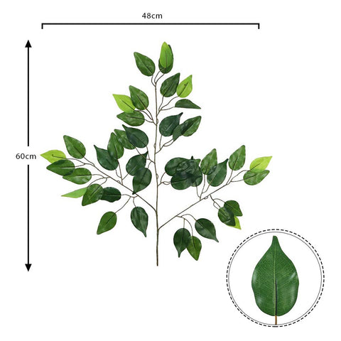 Faux ficus leaf branch for decor