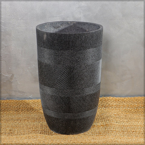 Black Line Design Tall  Concrete Vase