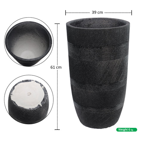 Black Line Design Tall  Concrete Vase