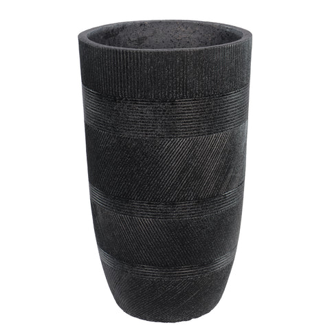 Black Line Design Tall  Concrete Vase