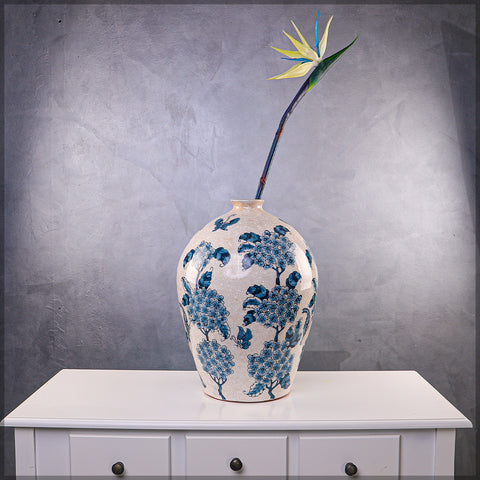 Blue Floral Ceramic Vase