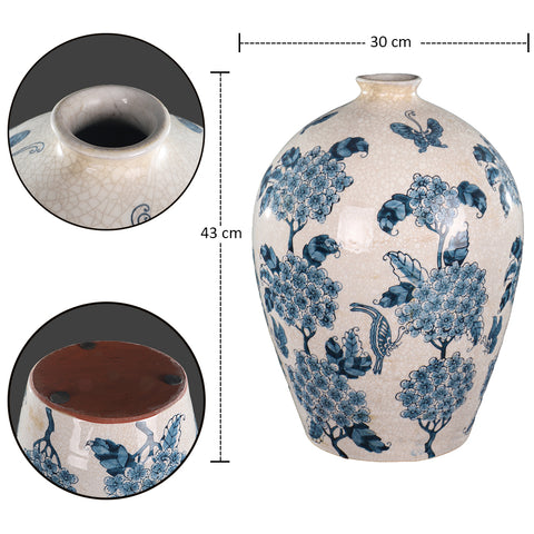 Blue Floral Ceramic Vase