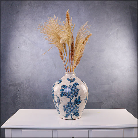 Blue Floral Ceramic Vase