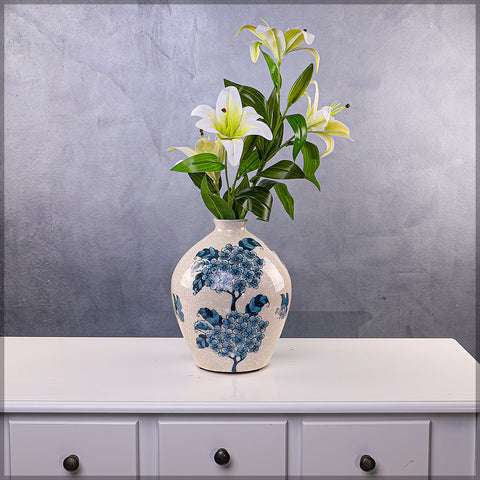 Blue Floral Ceramic Vase