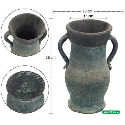 Side handle decorative clay pot