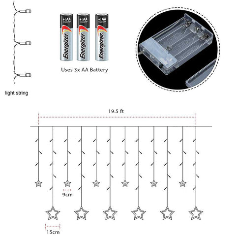 LED Curtain String Star Christmas Light