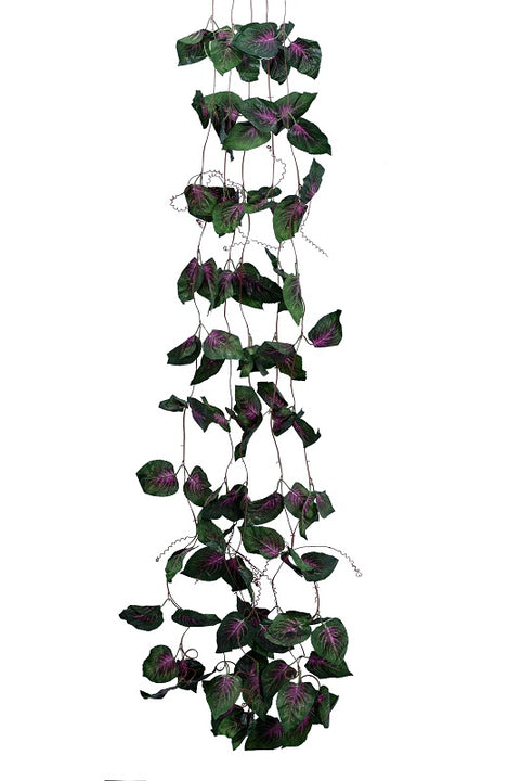 Artificial fake string leaves ivy vine in purple for vibrant decor