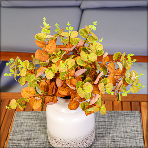 Faux eucalyptus leaves for vase and planter arrangements