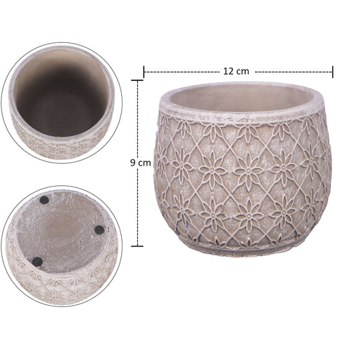 Floral Design Cement Vase