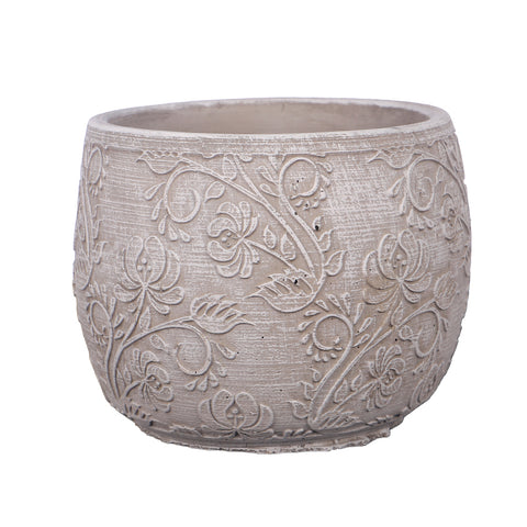 Flower Design Gray Cement Vase