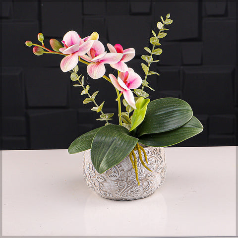 Flower Design Gray Cement Vase