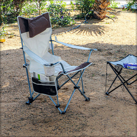 Foldable Camping Chair with Cup Holder , Pillow and Armrests