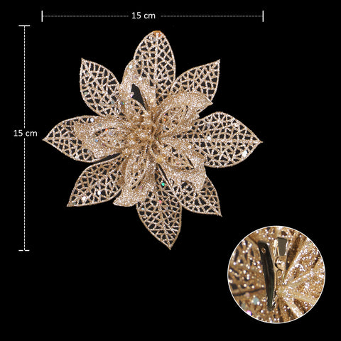 Artificial Glitter Poinsettia for Christmas Decoration