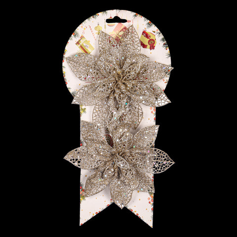 Artificial Glitter Poinsettia for Christmas Decoration